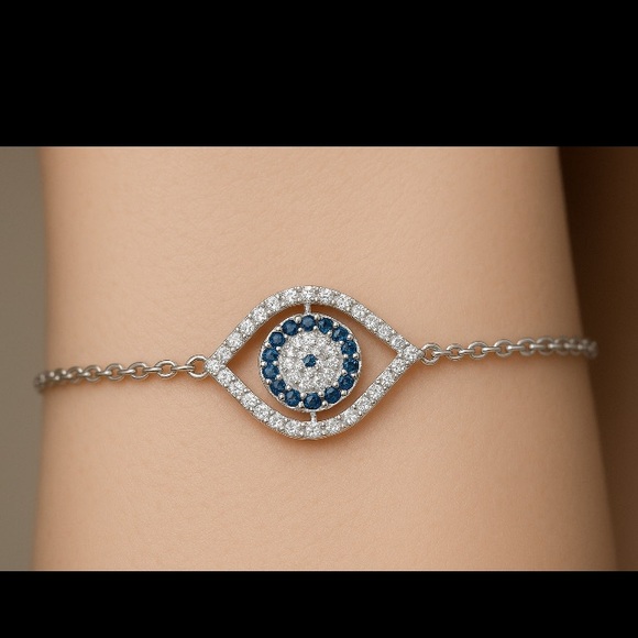 Antian Accesorio™ Evil Eye Zirconia Silver Plated Bracelet - Picture 2 of 4